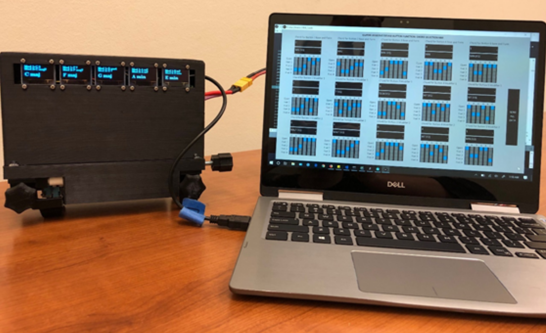 Custom interface used for selecting the device's stored chords